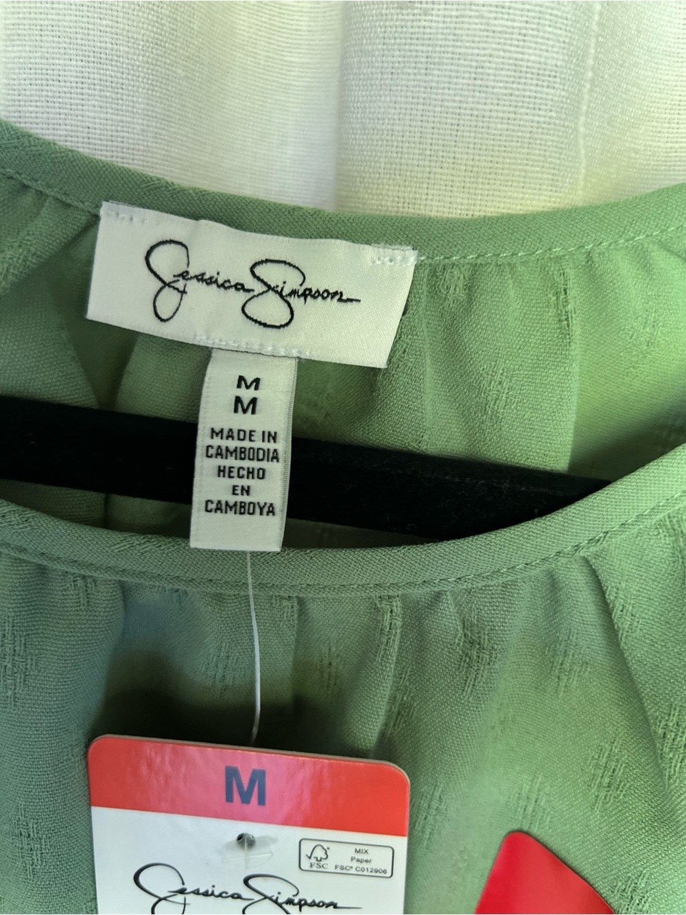 Jessica Simpson Green Smocked Yoke Long Sleeve Blouse - Picture 3 of 9